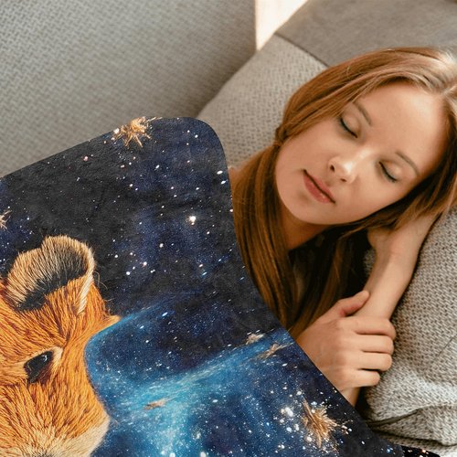 MIEPOS Cosmic Capybara Throw Blanket,50x60in,Soft,Lightweight Flannel,Majestic Starry Night Blankets - Gifts for Kids Boys Girls,for Couch Office Travel,Home Living Room Modern Artistic Decor