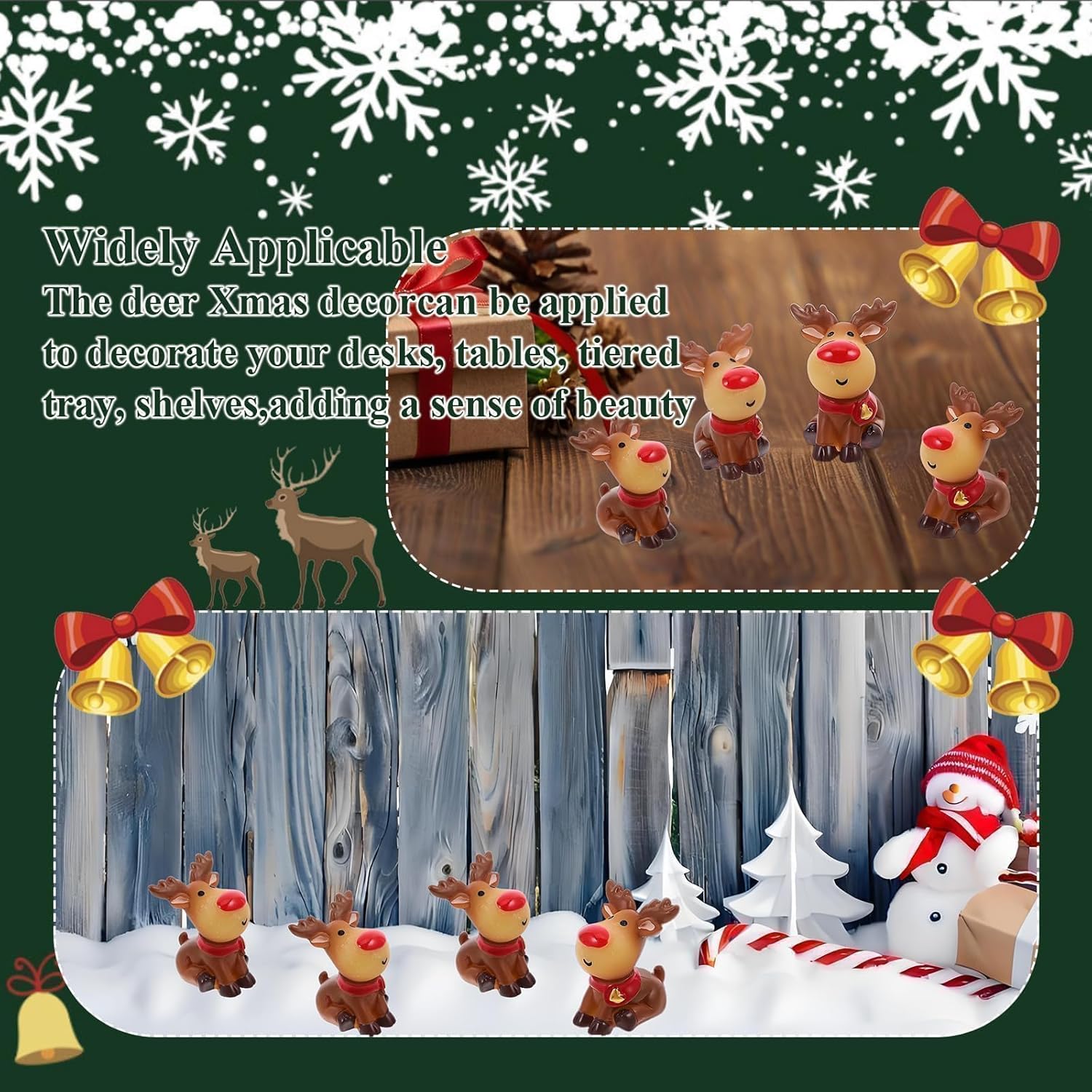 Skiennix Mini Reindeer Figurines - Cute Resin Elk Statues for Christmas Crafts | 5-Pack Decor