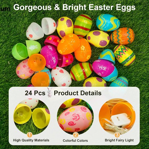 24 Pack Skiennix 7Ft Fairy Lights - Battery Operated 20 LED Easter String Lights for Spring Decor