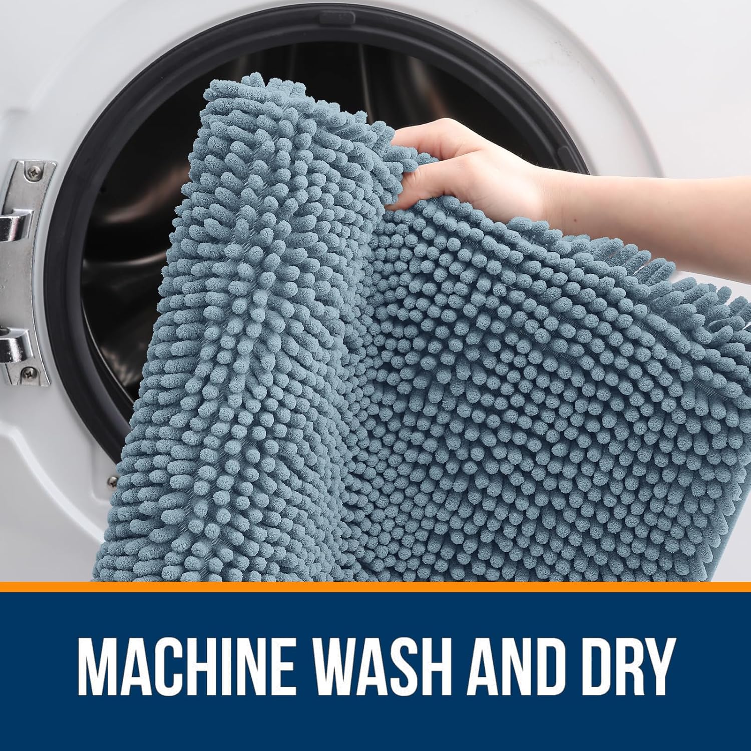 OLANLY Bathroom Rugs - Extra Soft Absorbent Chenille Mats | Quick Dry, Machine Washable, 36x24, Airy Blue