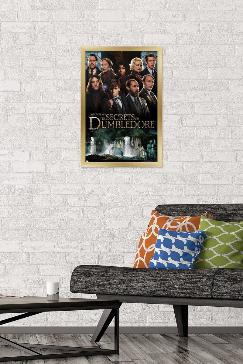 Trends International Fantastic Beasts: The Secrets of Dumbledore - Group Wall Poster, 14.725" x 22.375", Gold Framed Version