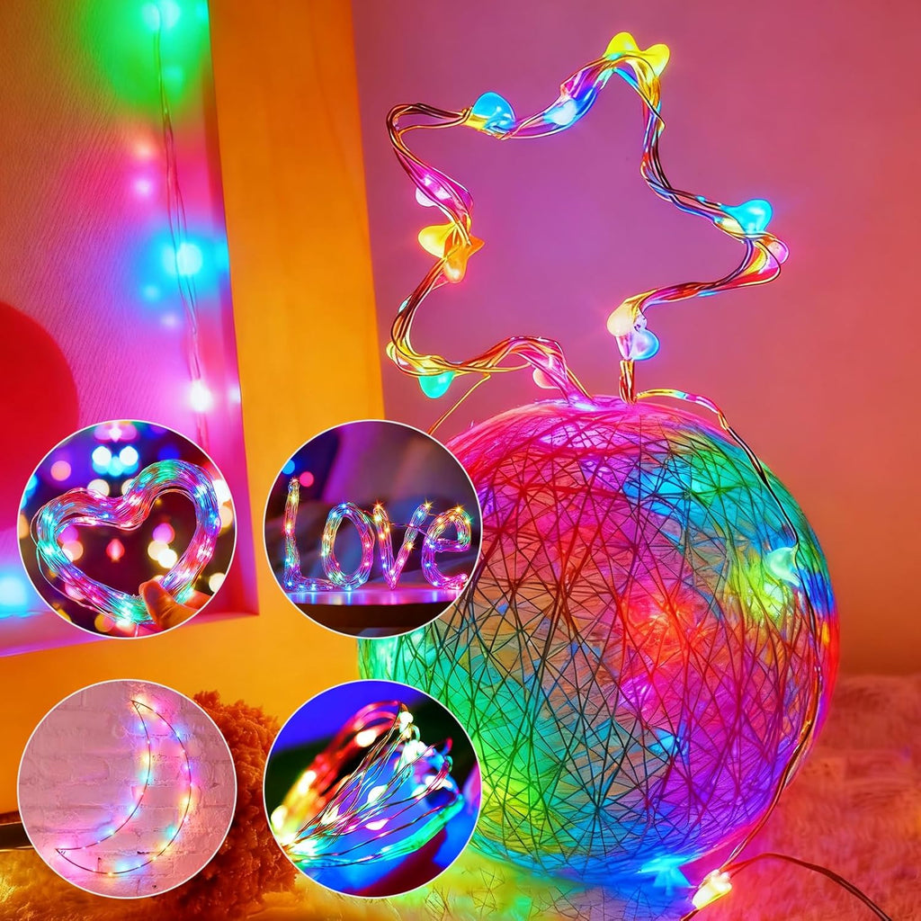 Skiennix Fairy Lights - 20 LED Battery Operated Mini String Lights | 7ft Waterproof Silver Wire for Weddings & Parties