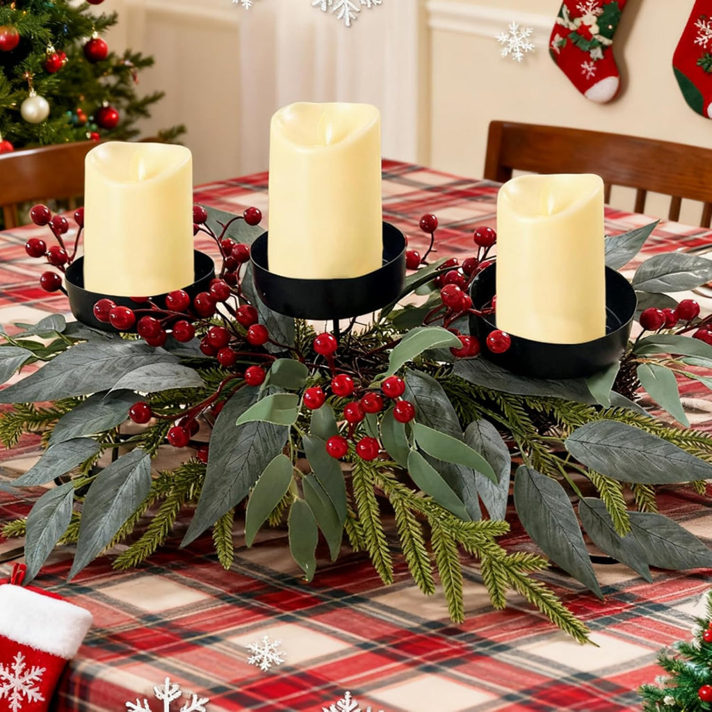 Regine Switzerland 22-Inch Christmas Candle Holder - 3-Tray Centerpiece for Holiday Table Decor
