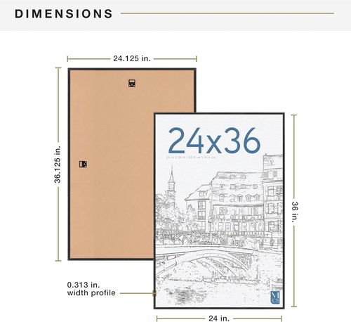 MCS Original Poster Frame - 24x36 Black Lightweight Vertical & Horizontal Picture Frame | 6-Pack for Art Prints