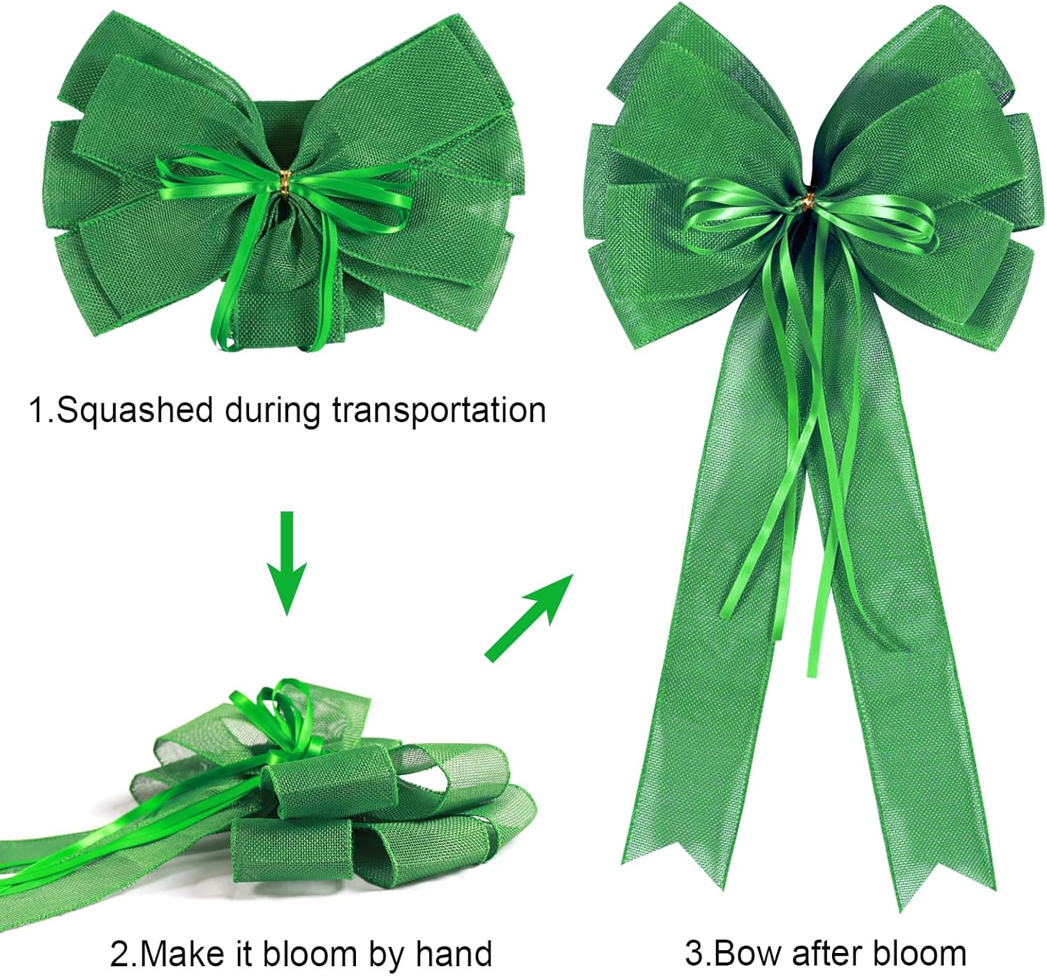 Regine Switzerland St. Patrick's Day Wreath Bow Decor - 2 PCS Green Burlap & Glitter Tree Topper