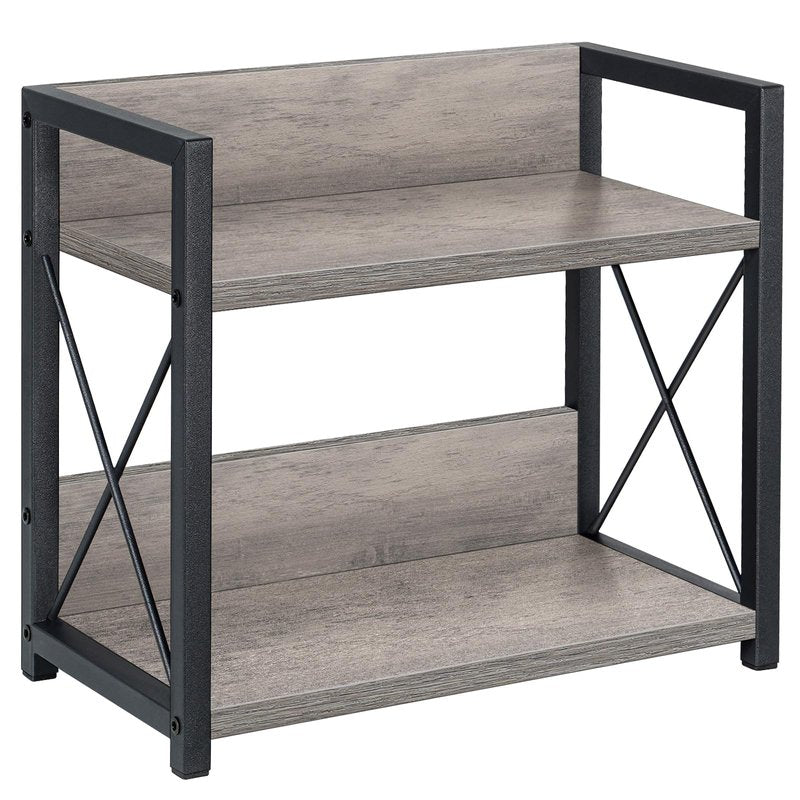 Giikin Countertop Shelf Organizer, 2 Tier Kitchen Spice Rack for Countertop, Wood Coffee Counter Shelf for Home, Particle Board and Metal, Grey, Small
