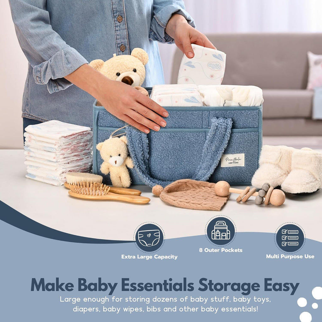 PeraBella Baby Diaper Caddy Organizer - Portable Storage Basket for Newborn Essentials | Ideal Shower Gift