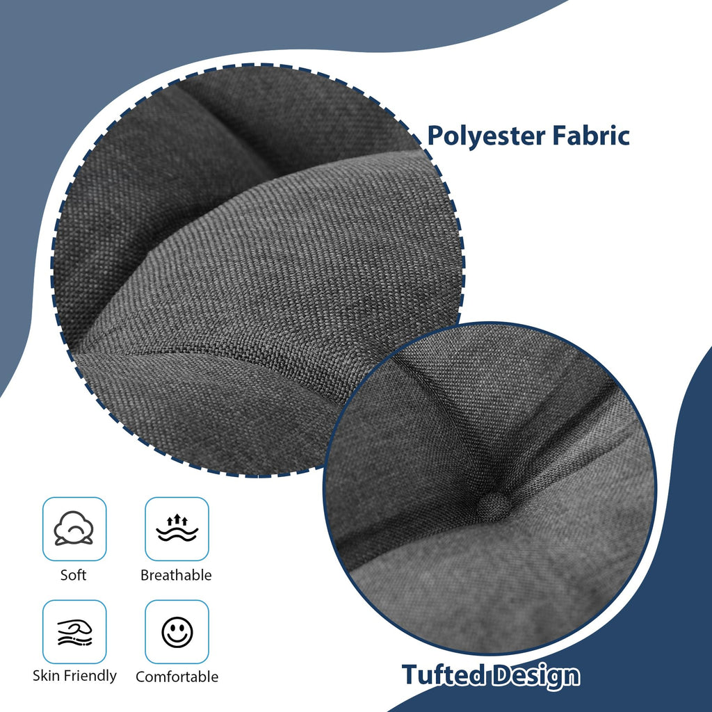 IASEAHK Chair Cushions for Dining Chairs, Seat Cushions for Kitchen Chairs, Indoor Seat Cushions with Ties, Tufted Foam Chair Pads, Non Slip Chair Cushions Set of 6, 15.5" x 15.5" x 4", Dark Grey