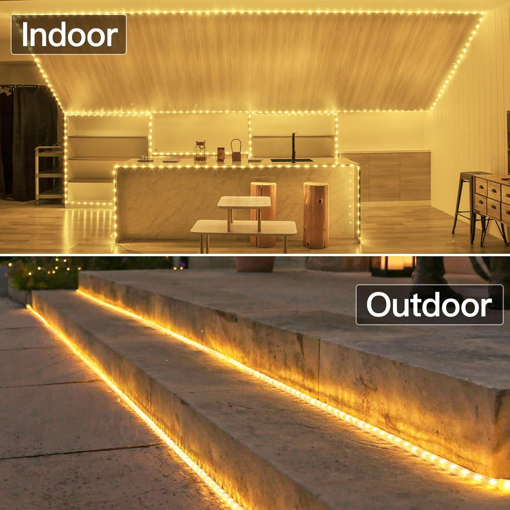 Skiennix 50ft LED Rope Lights - Waterproof & Remote-Controlled | Warm White for Indoor & Outdoor Use