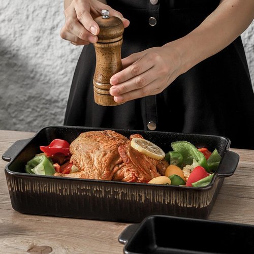 KOOV Bakeware Set - Ceramic Baking Dish Set | 3-Piece Rectangular Casserole Pans, 9 x 13 Inches, Rough Black