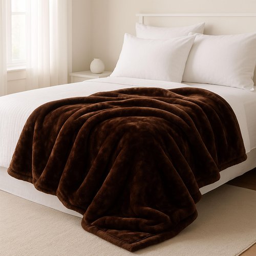 Bedford Home Faux Fur Throw Blanket - Oversized 91x81 Soft Mink-Style, Machine-Washable Bedding - 7.8lb Heavy Throw Blanket for Bed or Sofa (Coffee)