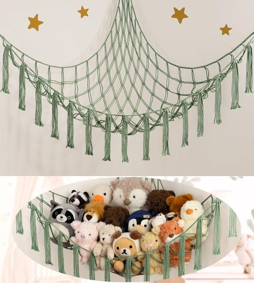 Mirolam Stuffed Animal Storage Hammock - Large Plush Toy Organizer for Nursery & Bedroom Decor