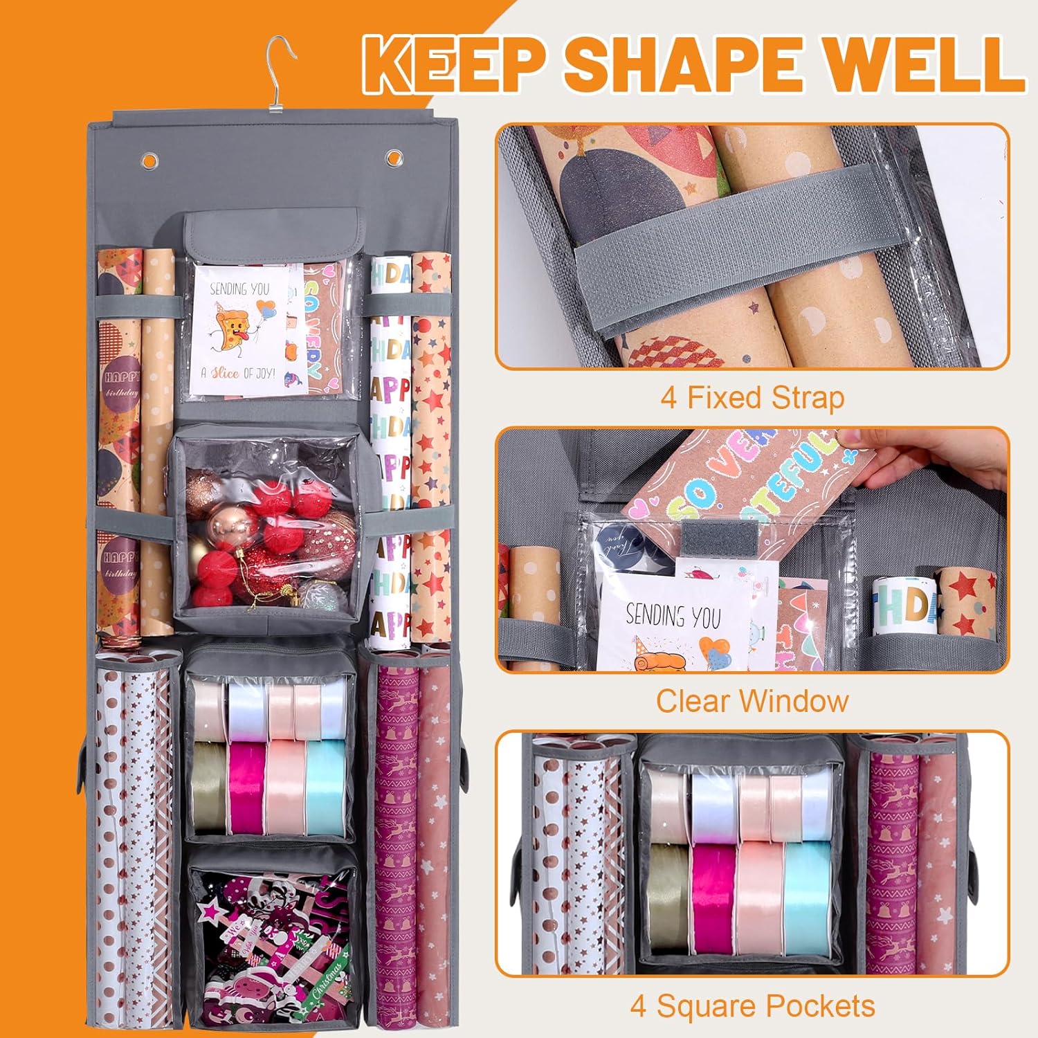 Regine Switzerland Gift Wrapping Paper Storage - Double-Sided Organizer | 40x16 Inch Heavy-Duty Oxford Bag