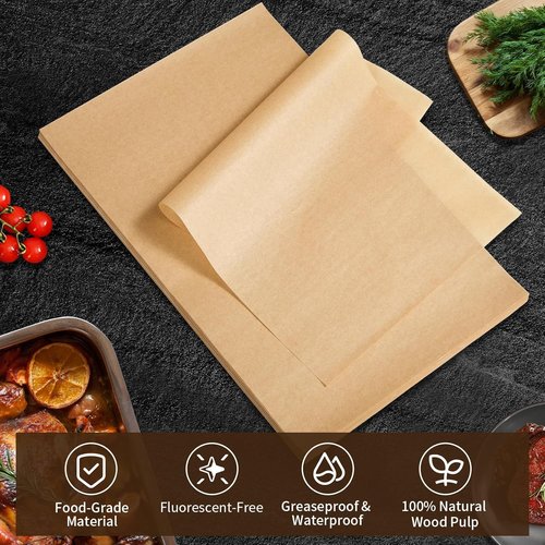 200 Pcs Parchment Paper Sheets - Non-Stick Baking & Grilling | 9x13 In, 450°F Heat Resistant, Natural Wood Pulp