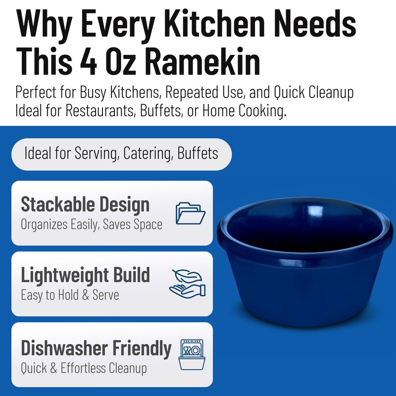Carlisle FoodService Products Plastic Ramekins, Sauce Bowl For Catering, Kitchen, Restaurant, 4 Ounces, Cobalt Blue, (Pack of 48)