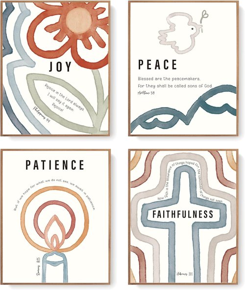 LARTSFRO Jesus Bible Kids Wall Decor - Christian Art Prints with Bible Verses | 10x8 Inch Set of 4 Unframed