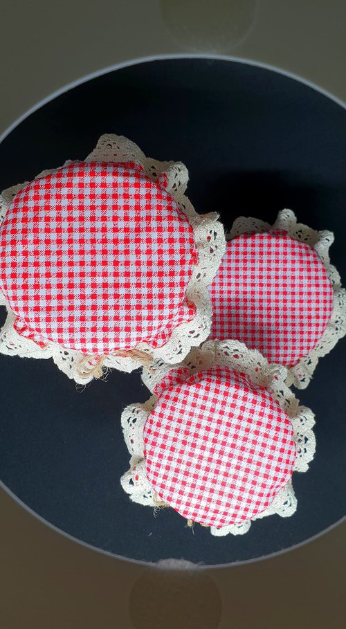 DLK - 10 Pieces Elasticated Jar Cover - 100% Cotton, Stretchy Red Gingham (Checkered) Pattern - Breathable Fermentation Lid Bowl - Reusable Elastic Cloth Covers