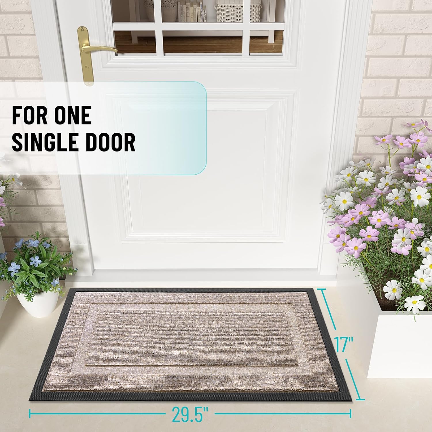 OLANLY Waterproof Front Door Mat - All-Season Natural Rubber Doormat, Easy Clean, 47x17, Camel