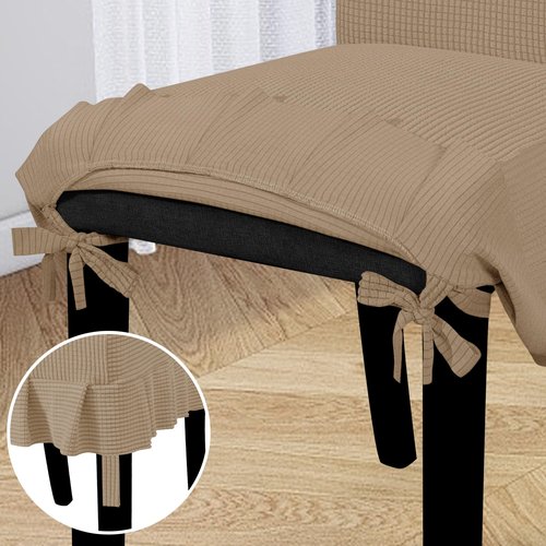 Easy-Going Dining Chair Covers Stretch Parsons Chair Slipcover with Skirt Chair Covers for Dining Room Restaurant Banquet (6 PCS, Khaki)