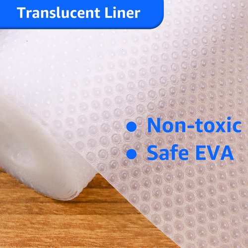 PABUSIOR Shelf Liners for Kitchen Cabinets - Clear Drawer Liners 15 inch Wide - Easy to Cut Waterproof Kitchen Cabinet Liner - Non-Adhesive Bathroom Cupboard Mat for Fridge 15 x 360 Inch