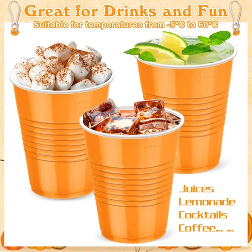 Kochorie 50 Pack Disposable Plastic Cups 12 Ounce Orange Solo Cups Drinking Party Cups Bulk Party Cups for Fall Thanksgiving, Wedding Birthday Parties, Picnics Events