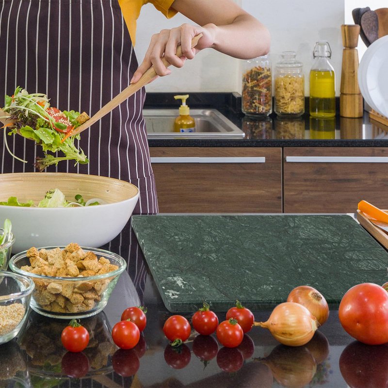 Adolif Green Marble Cutting Board 12x16 Inch, Marble Slab Pastry Board With Non-Slip Feet For Baking, Cheese, Charcuterie, Chocolate