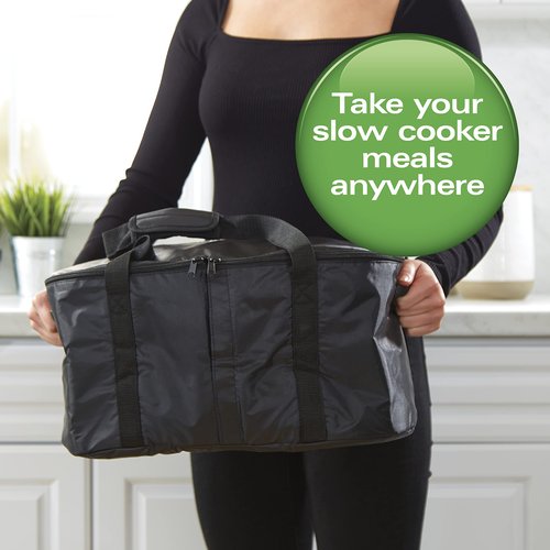 Hamilton Beach 6-Quart Slow Cooker with 3 Cooking Settings & Portable Slow Cooker Travel Bag