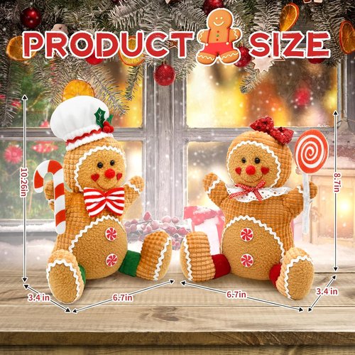 CRCZK Gingerbread Christmas Decorations - Plush Centerpieces for Festive Indoor Decor | Candy Cane Theme