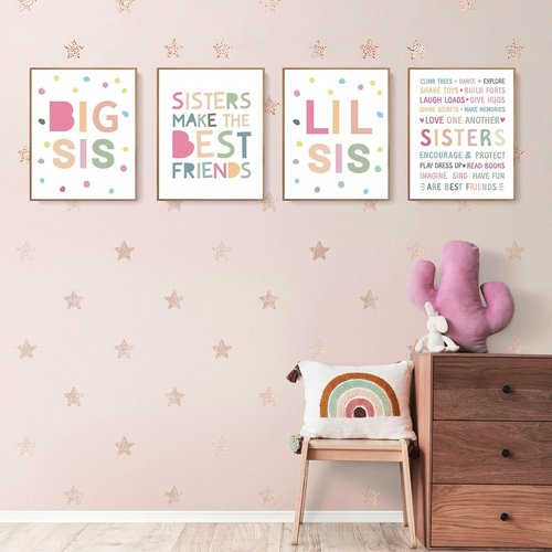 LARTSFRO Wall Art Decor | Inspirational Posters for Sisters | Set of 4 Unframed 10x8 Inch Prints