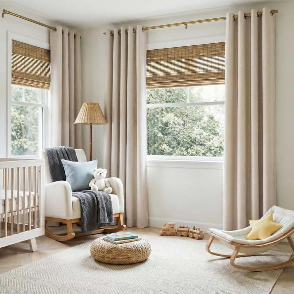 Skiennix 100% Blackout Linen Curtains - Thermal Insulated Drapes for Bedroom & Living Room | 50" W x 84" L, Oatmeal, 2 Panels