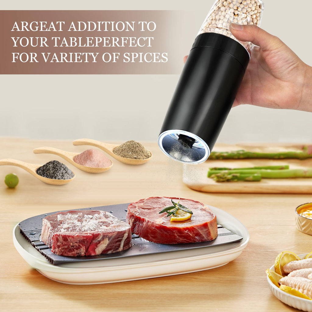 Rechargeable Salt and Pepper Grinder Set Gravity, Automatic and Refillable Salt and Pepper Shakers,Modern Spice Grinder Mill Electric,5.5oz,5 Adjustable Coarseness