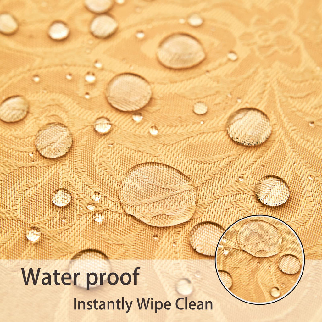 HomeJoy Rectangle Table Cloth Linen Farmhouse Stainproof Waterproof Washable Polyester Oblong Rectangular Fabric Table Cover for Kitchen Dining Dinner (Gold, 60 X 144 Inch)