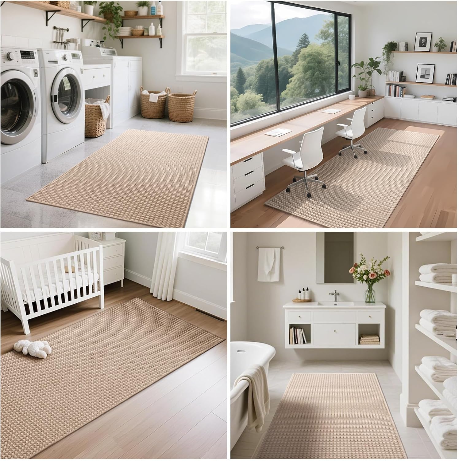 YDKGL Kitchen Runner Rug - Non-Slip Boho Woven Mat | Soft & Washable 2x6 ft for Indoor Use, Brown