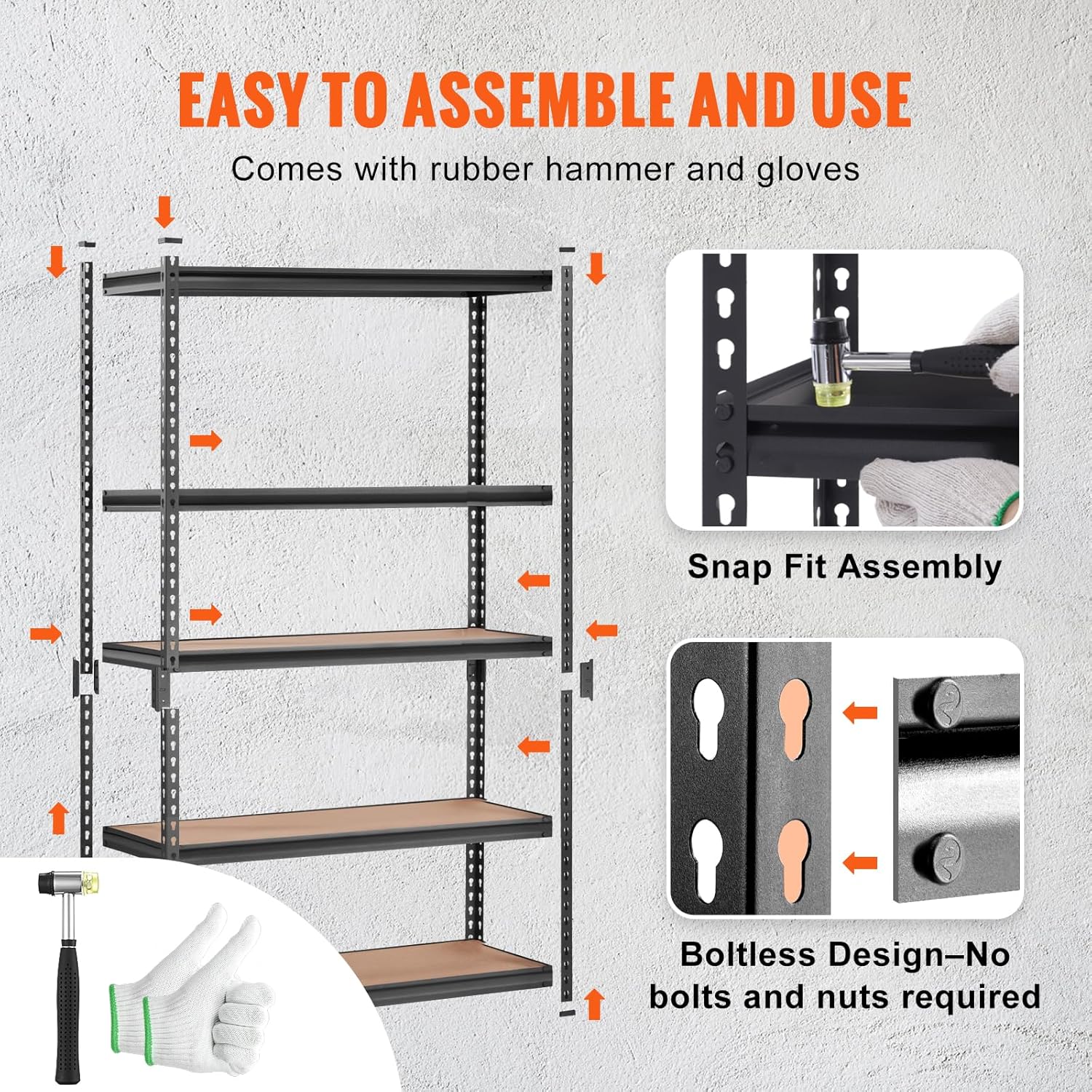 VEVOR Heavy-Duty Storage Shelving Unit - 5-Tier Adjustable Metal Shelves | 48" L x 24" W x 72" H