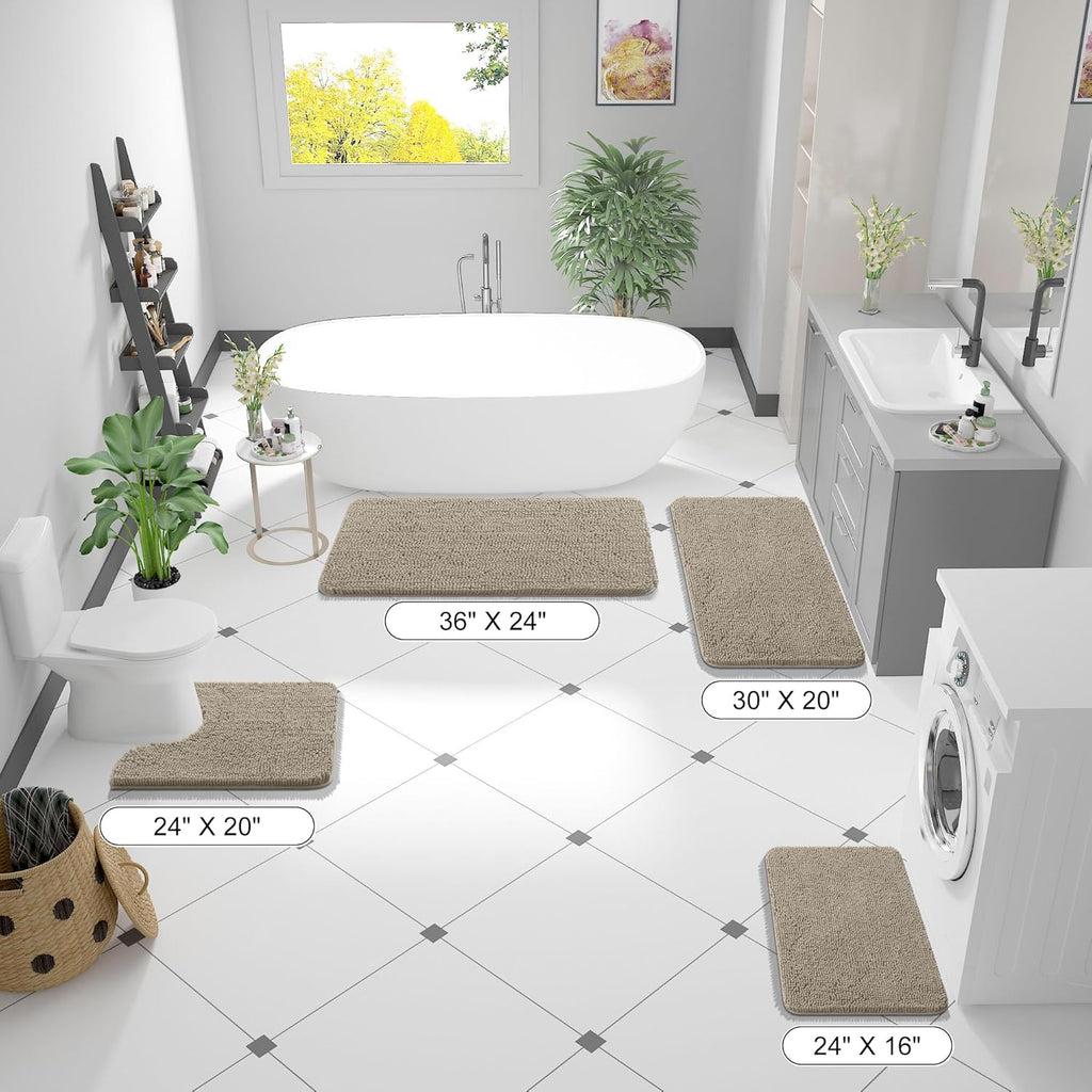 OLANLY Bathroom Rugs - Extra Soft Absorbent Chenille Mats | Quick Dry, Machine Washable, 36x24, Warm Taupe