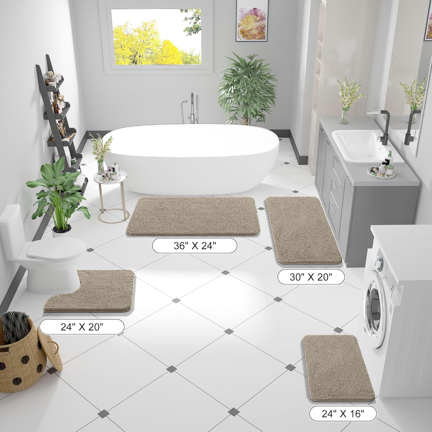 OLANLY Bathroom Rugs - Extra Soft Absorbent Chenille Mats | Quick Dry, Machine Washable, 36x24, Warm Taupe