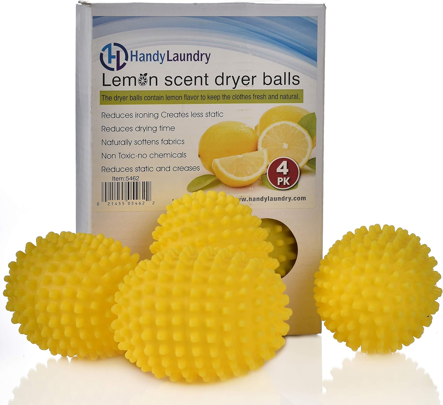 Skiennix Lemon Scented Dryer Balls - Natural Fabric Softener Alternative | Reduces Drying Time & Energy (4-Pack)