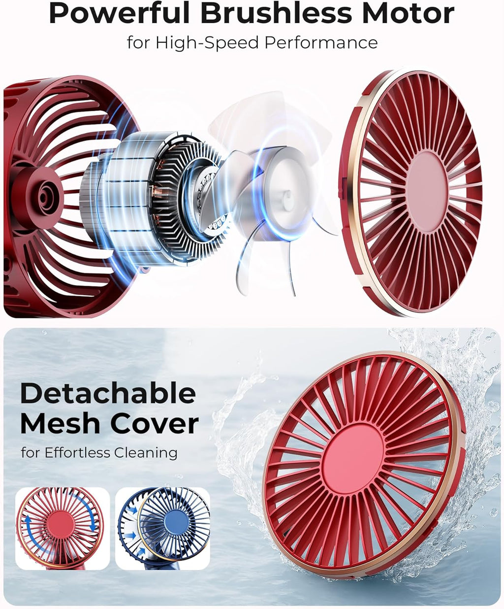 Skiennix Portable Handheld Fan - 4000mAh Battery, 6 Speed Settings, Adjustable 180° | USB Rechargeable