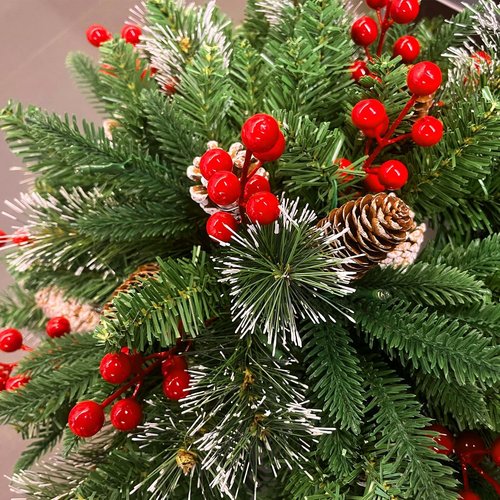 Juegoal Pre-Lit Christmas Tree Urn Filler - Lighted Artificial Pine Trees with 8 Modes & Timer | Battery Powered Holiday Decor