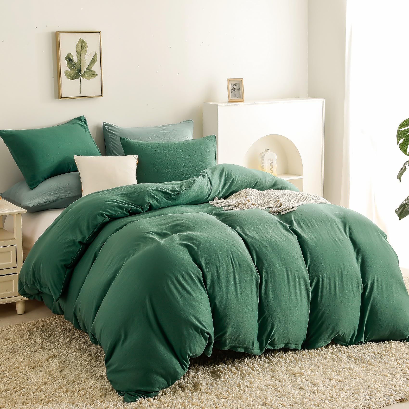 OAITE Duvet Cover,Protects and Covers Your Comforter/Duvet Insert,Luxury 100% Super Soft Microfiber,Queen Size,3 Piece Duvet Cover Set Includes 2 Pillow Shams