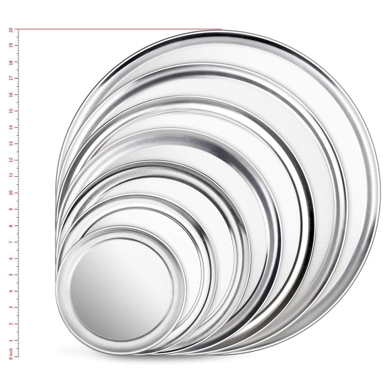 New Star Foodservice Restaurant-Grade Aluminum Pizza Pan/Tray, Wide Rim, 20 Inch, Pack of 6