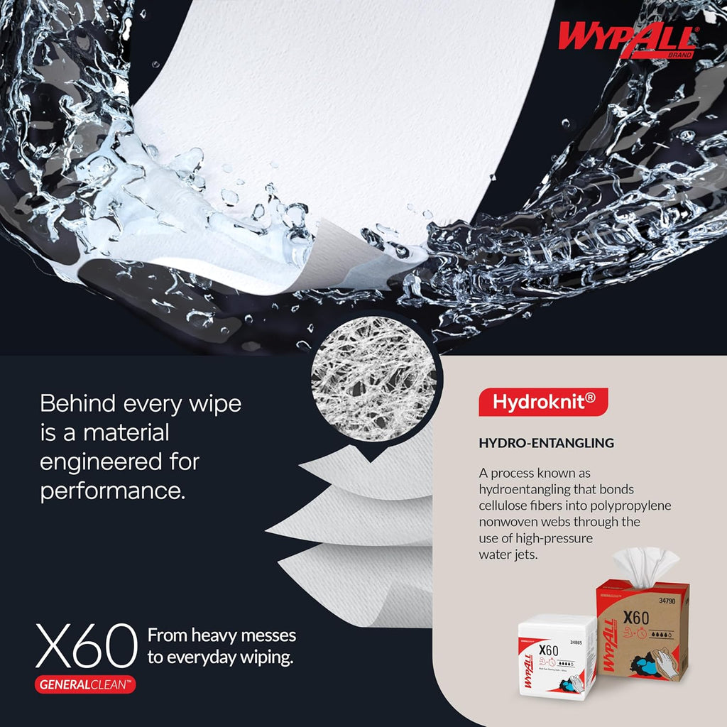 WypAll GeneralClean X60 Cleaning Wipes - Strong & Absorbent Multi-Task Towels, Jumbo Blue Roll (1,100 Sheets)