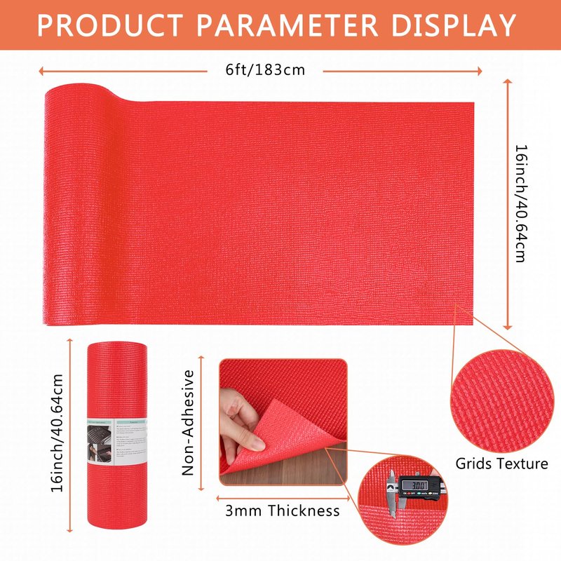Foam Toolbox Liner Drawer Mat 1/8 Inch Thick X 16 Inch Wide X 6 Ft Long Red, No Slip for Protecting Cabinet, Garage, Cart, Tool Box (Red)