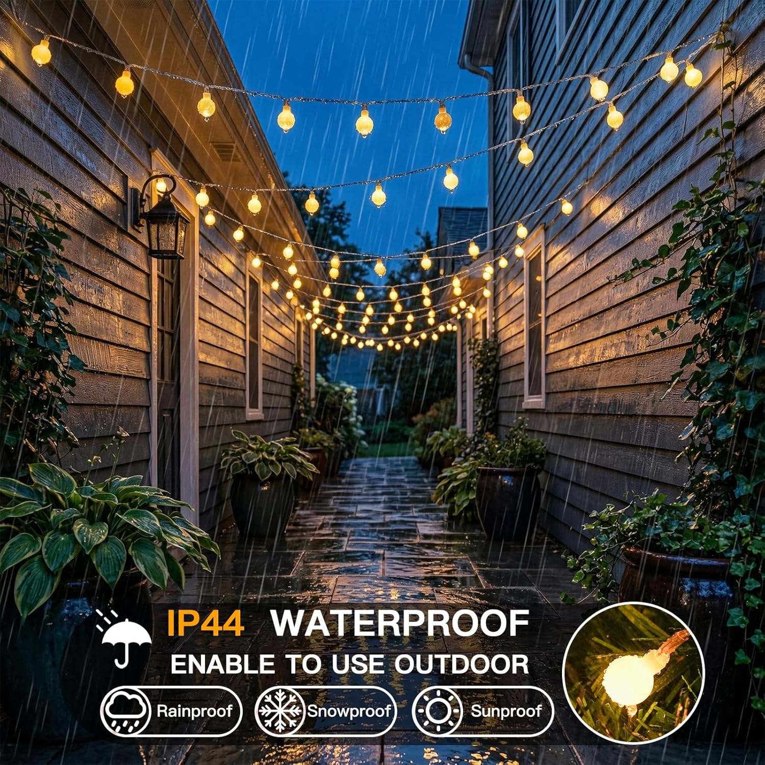 Suddus 33ft Connectable Globe String Lights - 100 LED Indoor Fairy Lights with Remote | Warm White Decor