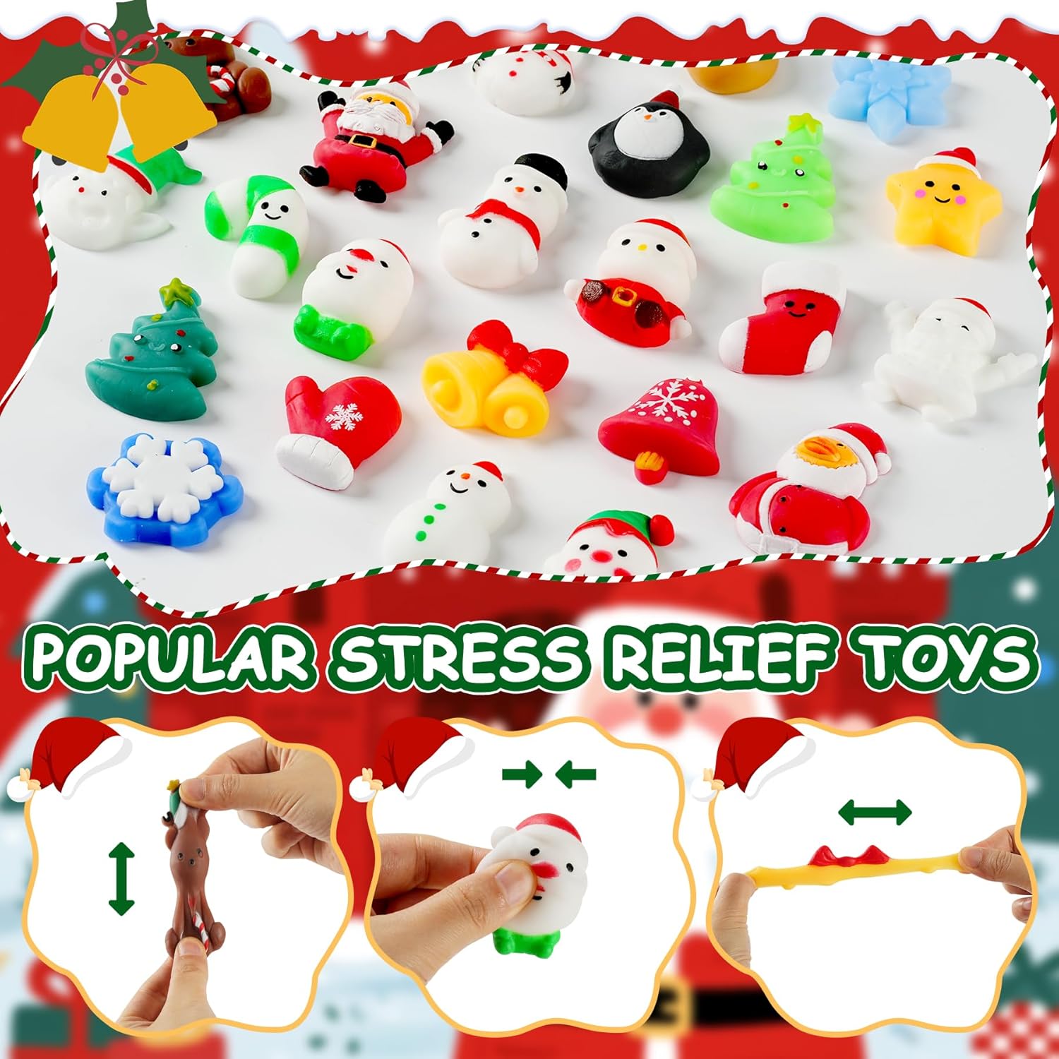 Skiennix Christmas Squishy Advent Calendar 2026 - 24 Mini Mochi Toys for Kids & Teens