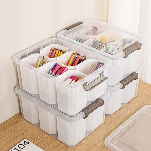 Citylife 17 QT Clear Plastic Storage Bins - Stackable Multipurpose Organizing Containers | 4-Pack