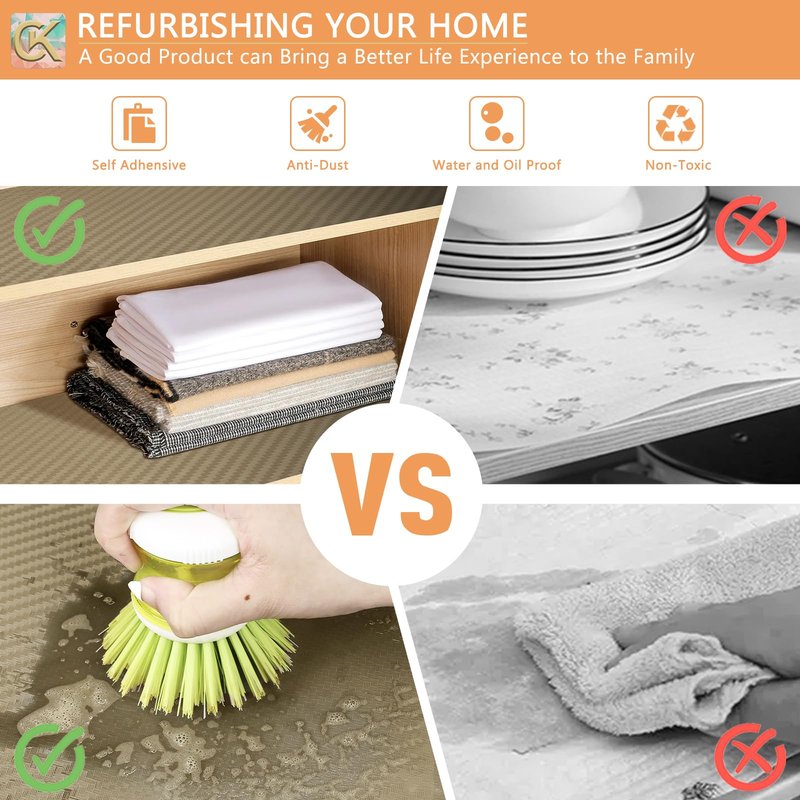 Self-Adhesive Shelf Liner Kitchen Liner, Waterproof Backed Paper Easy Peel and Stick Contact Liner Without Residue for Decor Your Desk Surface, Kitchen Countertops (Dark Khaki, 23.6 x 118.1 inches)