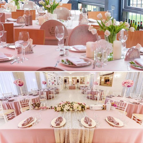 12 Pack Satin Polyester Tablecloth Rectangle Table Cloth Bright Silk Smooth Fabric Tablecloth for Wedding Banquet Event Birthday Party Anniversary Engagement Fall Tea Table Décor(57"x108",Rose Gold)