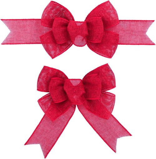Meseey Hot Pink Burlap Christmas Bows - Handmade Large Bows for Wreaths & Holiday Decor