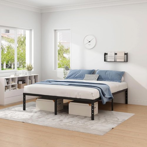 Jetonix Metal Bed Frame - Full Size Sturdy Mattress Foundation with Storage - Easy Assembly, Black, 12 Inch